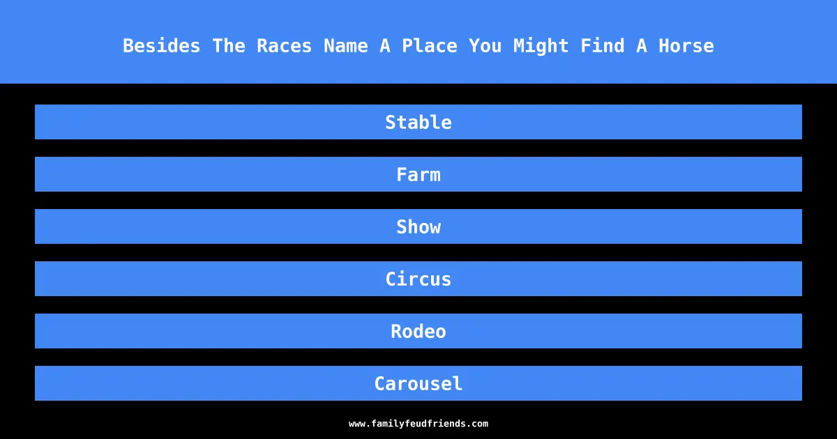 Besides The Races Name A Place You Might Find A Horse answer