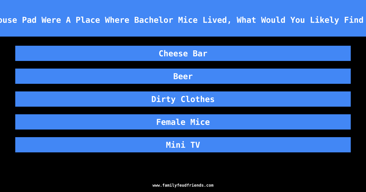 if A Mouse Pad Were A Place Where Bachelor Mice Lived, What Would You Likely Find Inside answer