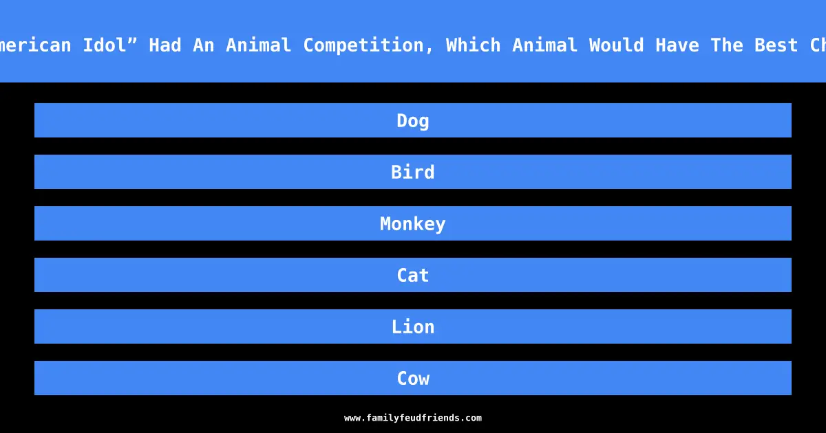 If “American Idol” Had An Animal Competition, Which Animal Would Have The Best Chances answer