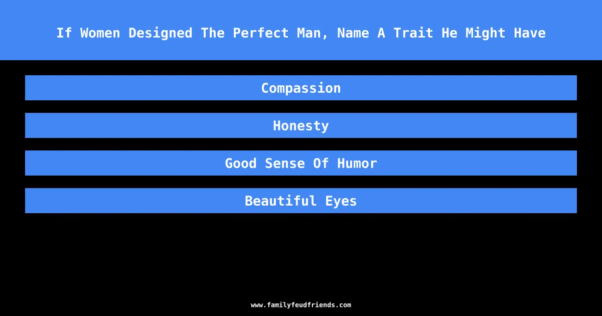 If Women Designed The Perfect Man, Name A Trait He Might Have answer