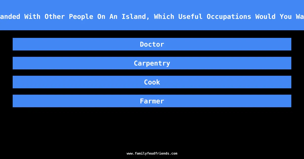 If You Were Stranded With Other People On An Island, Which Useful Occupations Would You Want Them To Have answer