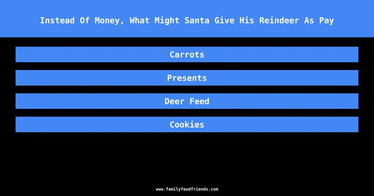 Instead Of Money, What Might Santa Give His Reindeer As Pay answer