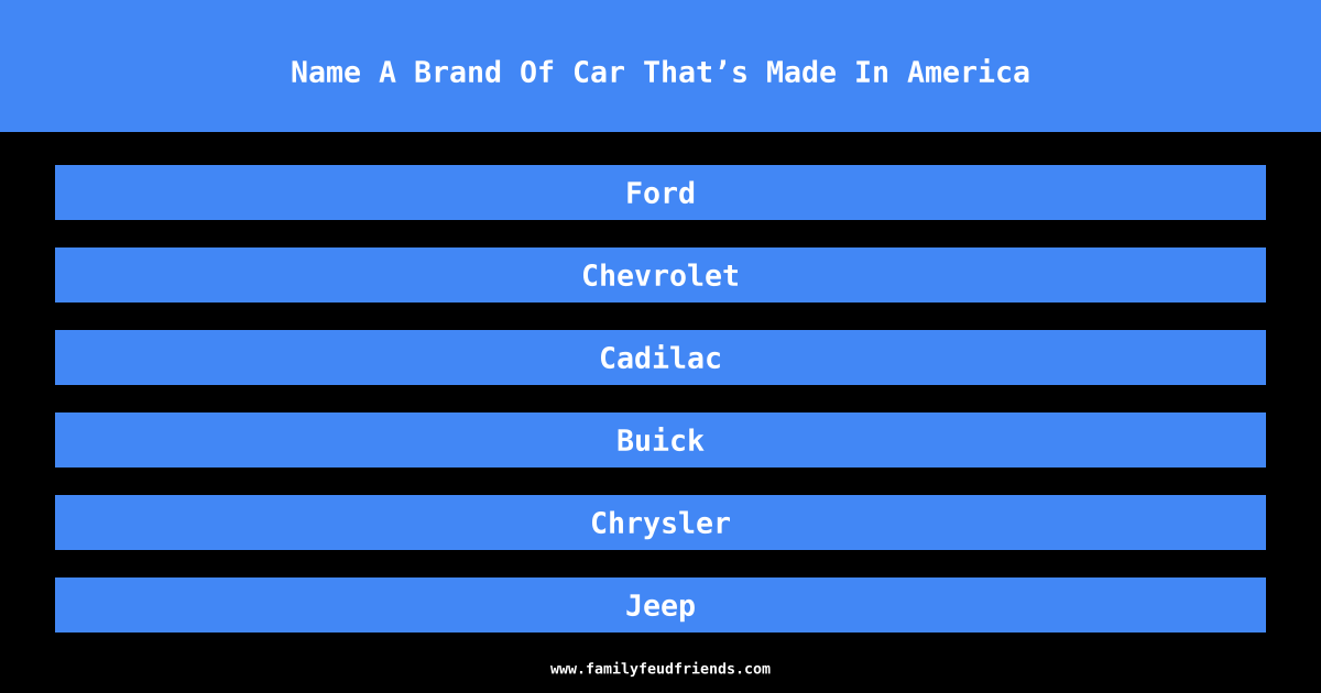 Name A Brand Of Car That’s Made In America answer
