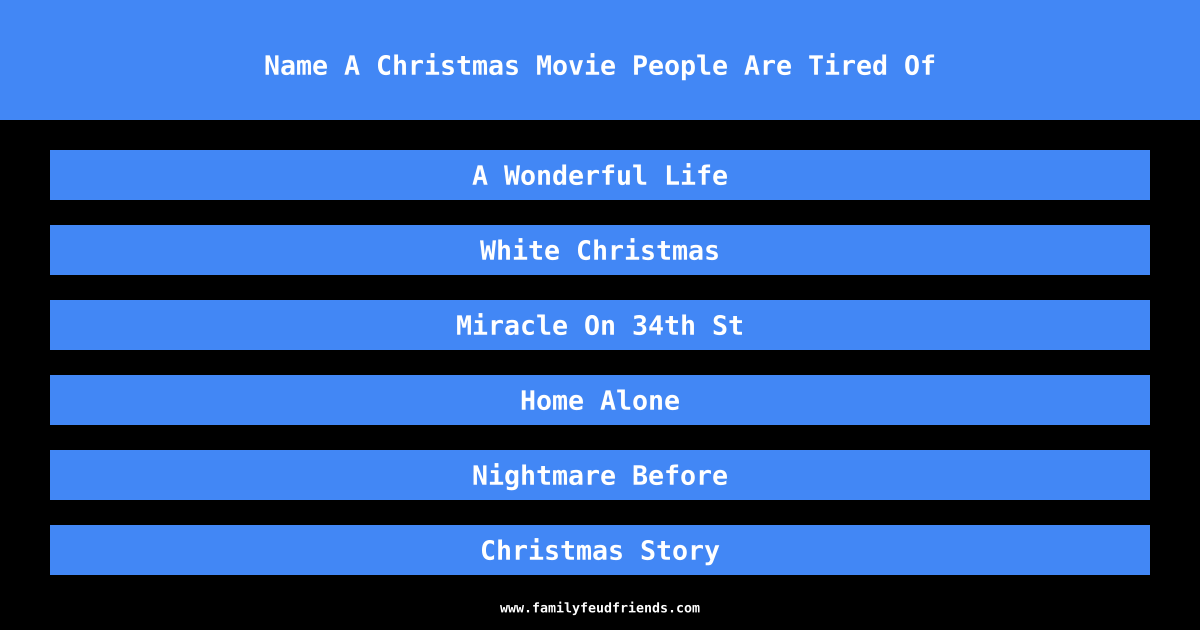 Name A Christmas Movie People Are Tired Of answer