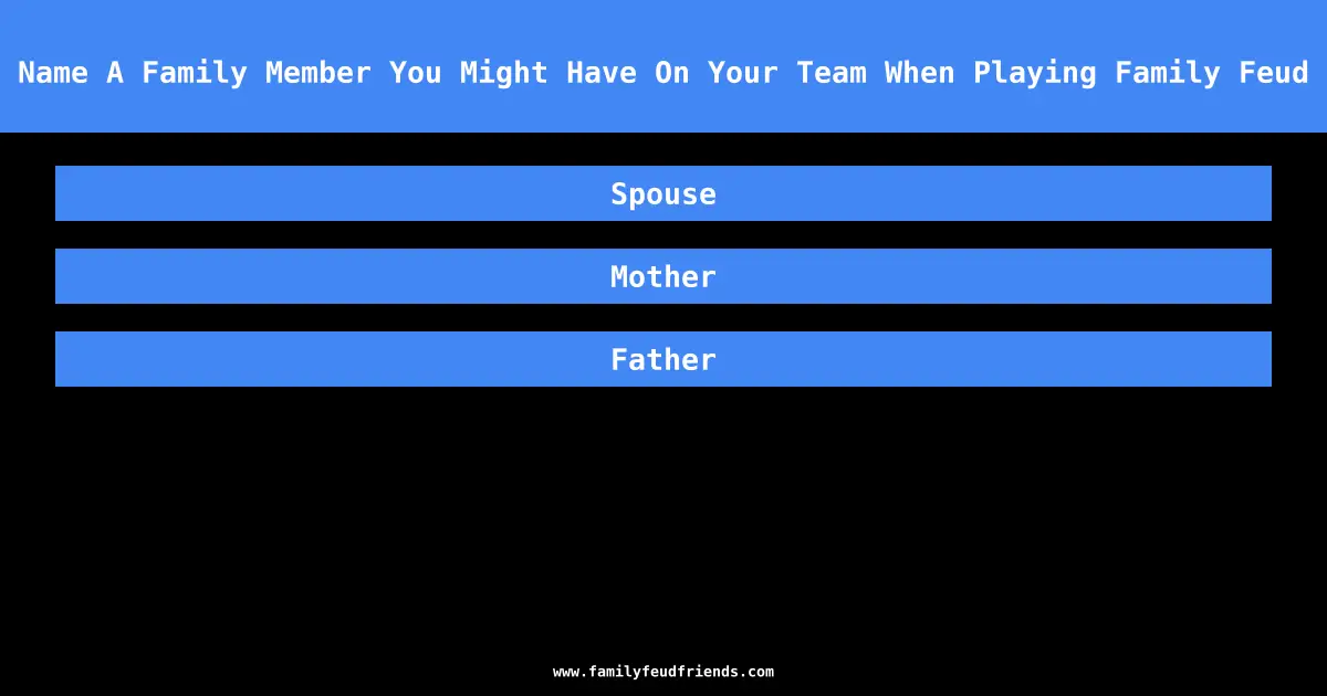 Name A Family Member You Might Have On Your Team When Playing Family Feud answer