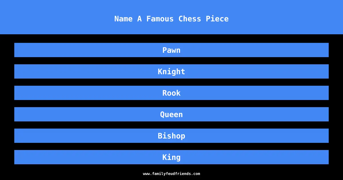 Name A Famous Chess Piece answer