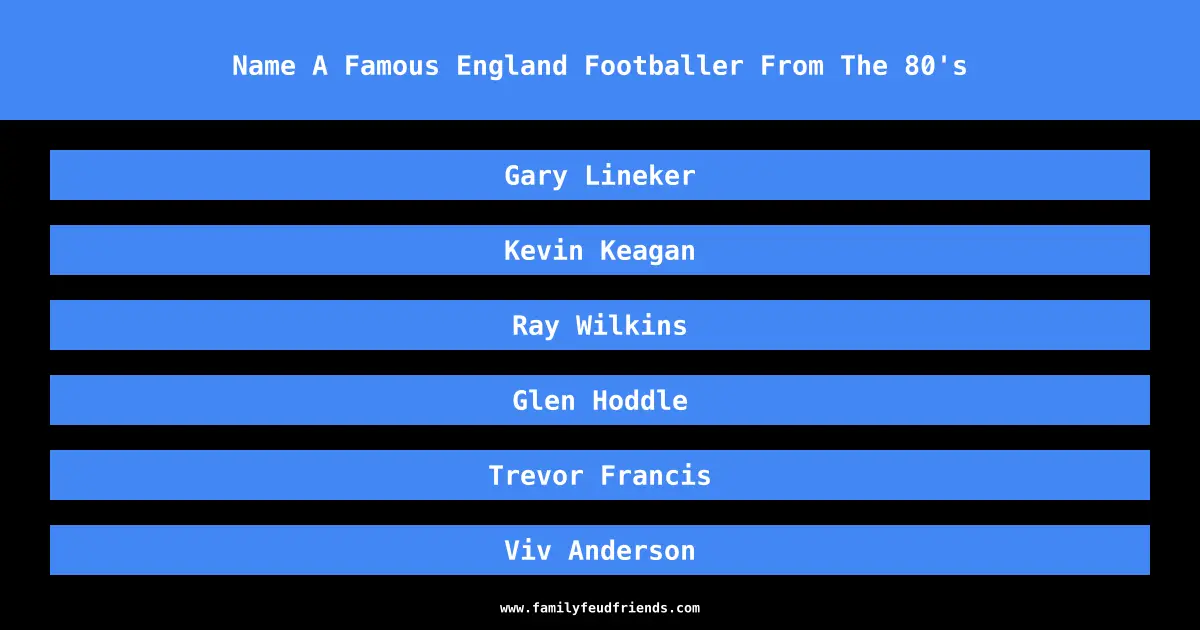 Name A Famous England Footballer From The 80's answer
