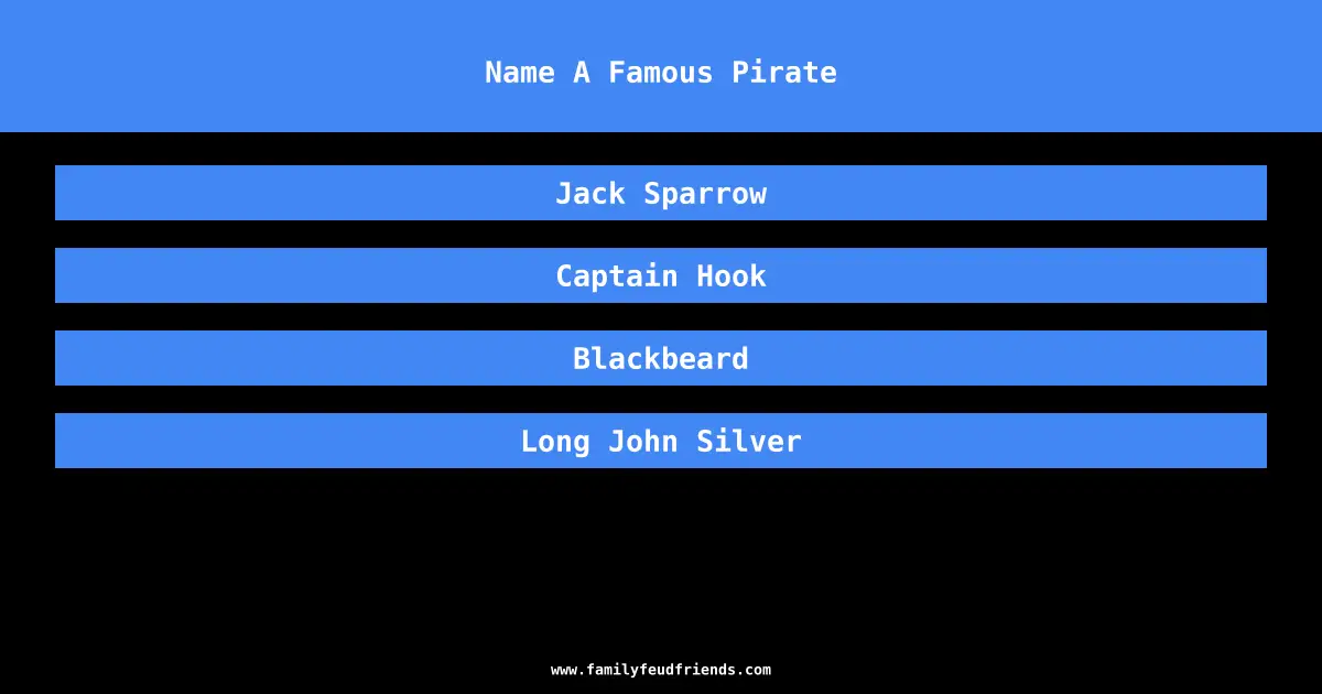 Name A Famous Pirate answer