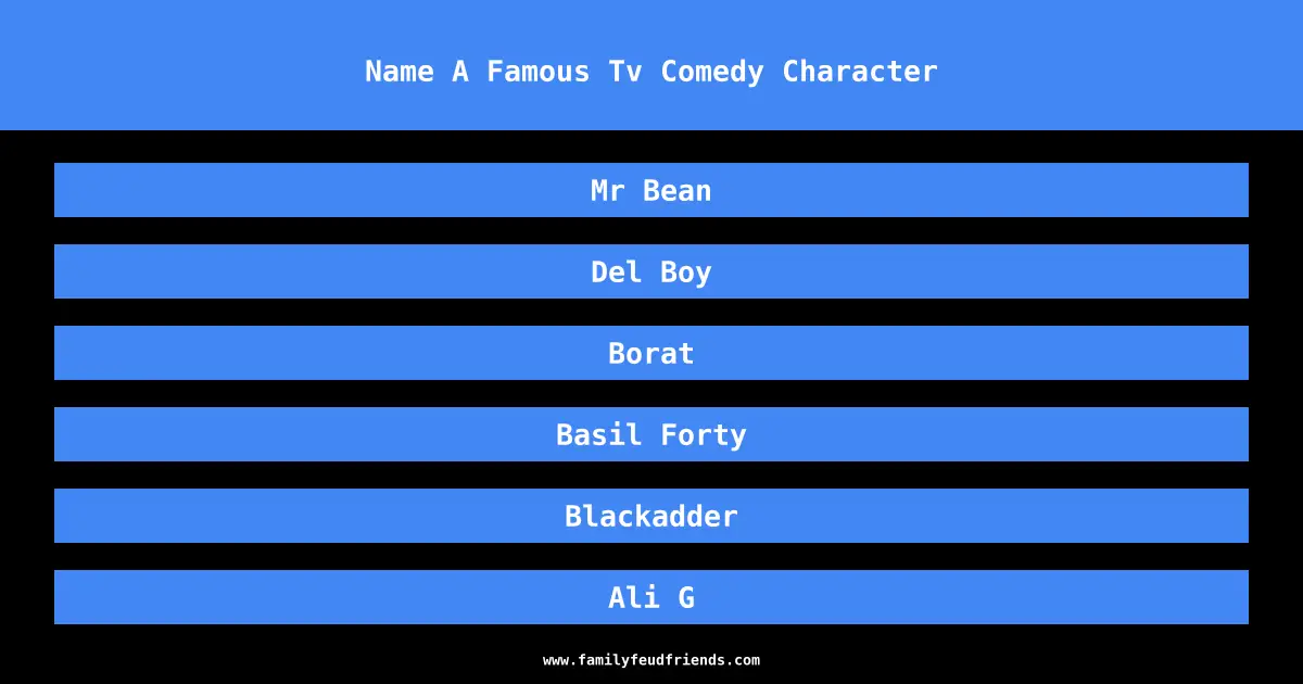 Name A Famous Tv Comedy Character answer