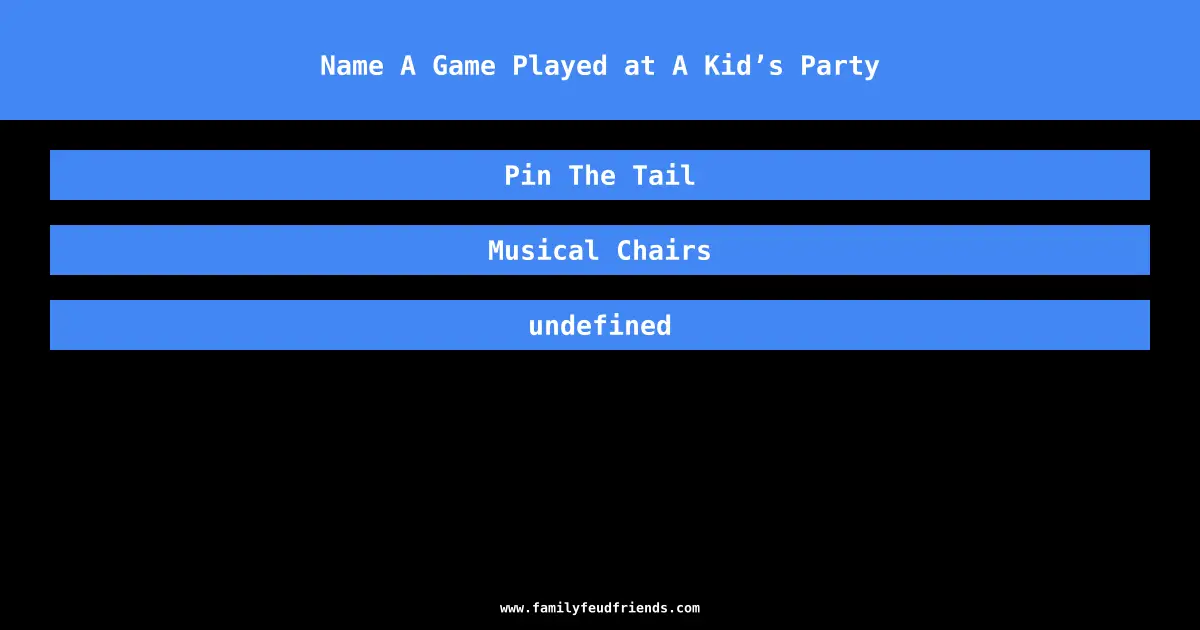 Name A Game Played at A Kid’s Party answer