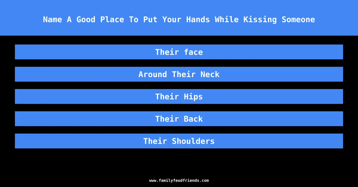 Name A Good Place To Put Your Hands While Kissing Someone answer