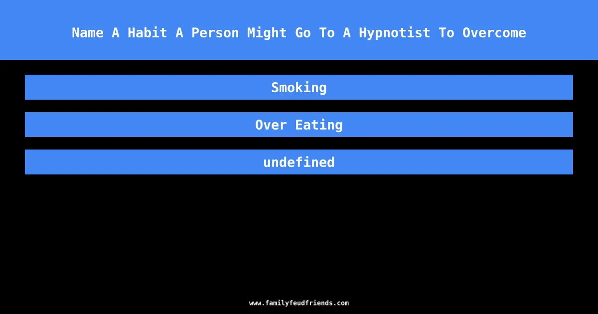 Name A Habit A Person Might Go To A Hypnotist To Overcome answer
