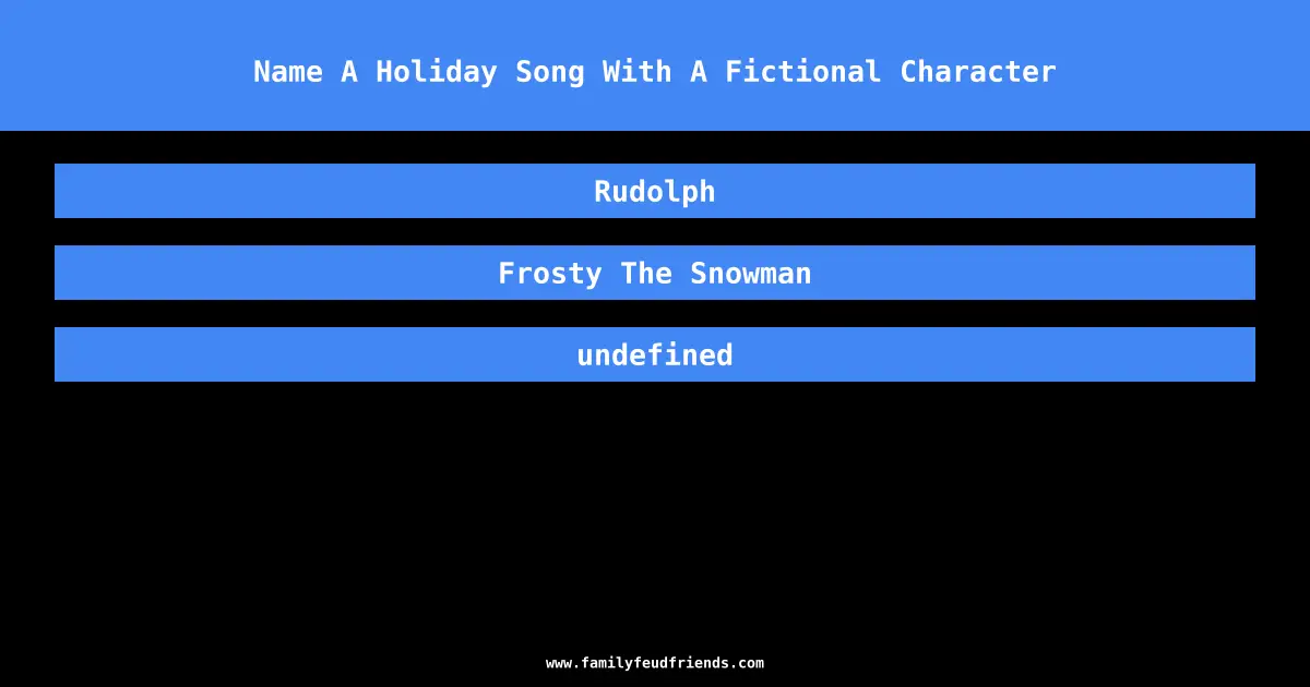 Name A Holiday Song With A Fictional Character answer