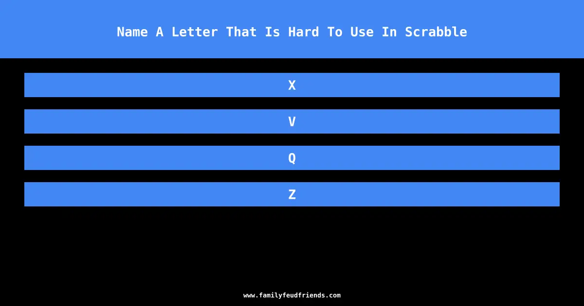 Name A Letter That Is Hard To Use In Scrabble answer