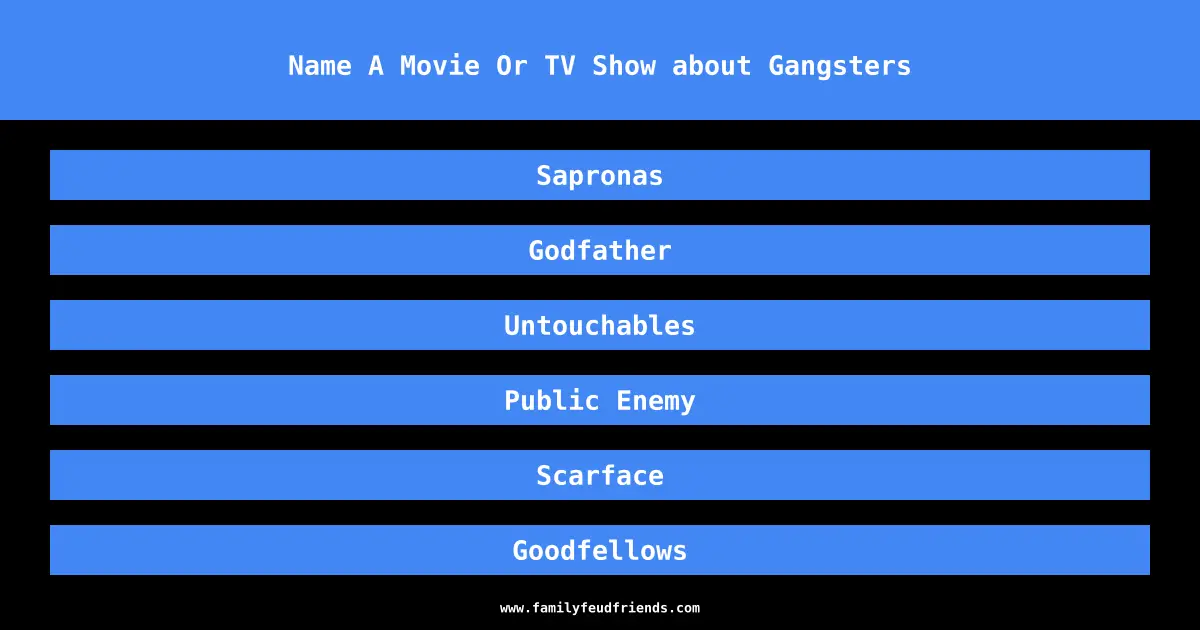 Name A Movie Or TV Show about Gangsters answer