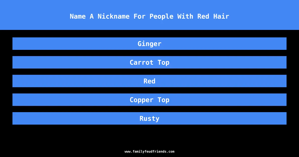Name A Nickname For People With Red Hair answer