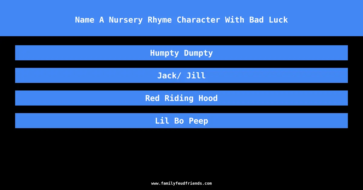 Name A Nursery Rhyme Character With Bad Luck answer