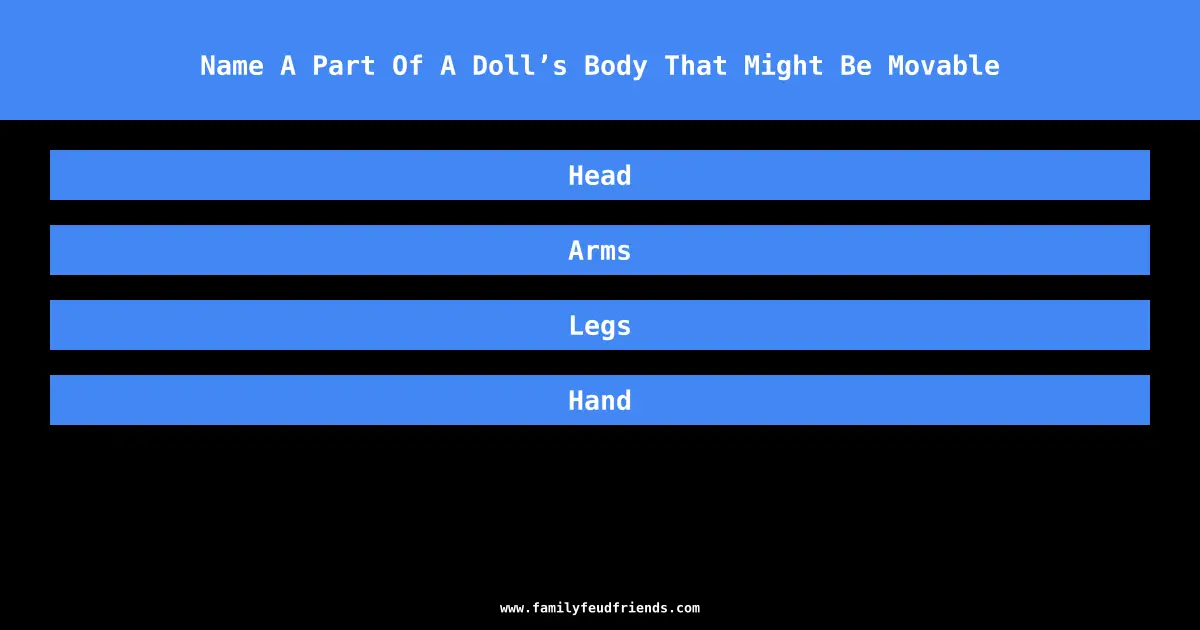 Name A Part Of A Doll’s Body That Might Be Movable answer