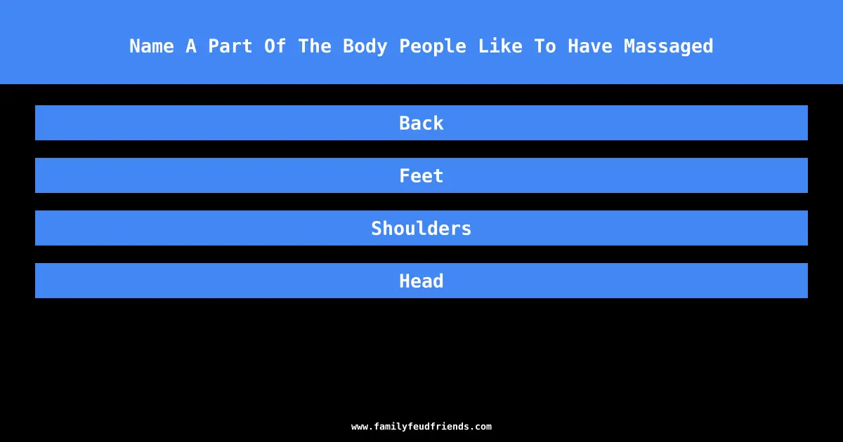 Name A Part Of The Body People Like To Have Massaged answer