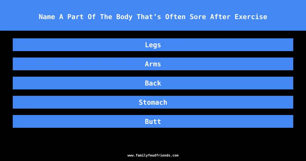 Name A Part Of The Body That’s Often Sore After Exercise answer