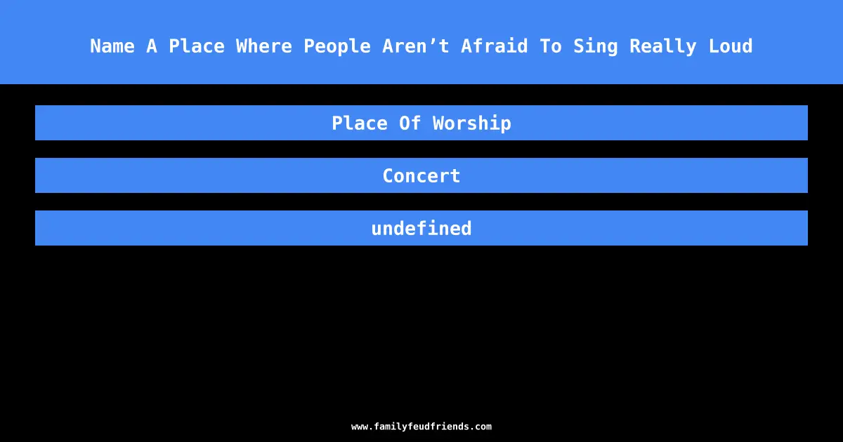 Name A Place Where People Aren’t Afraid To Sing Really Loud answer