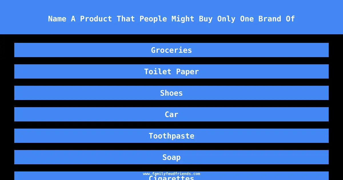 Name A Product That People Might Buy Only One Brand Of answer