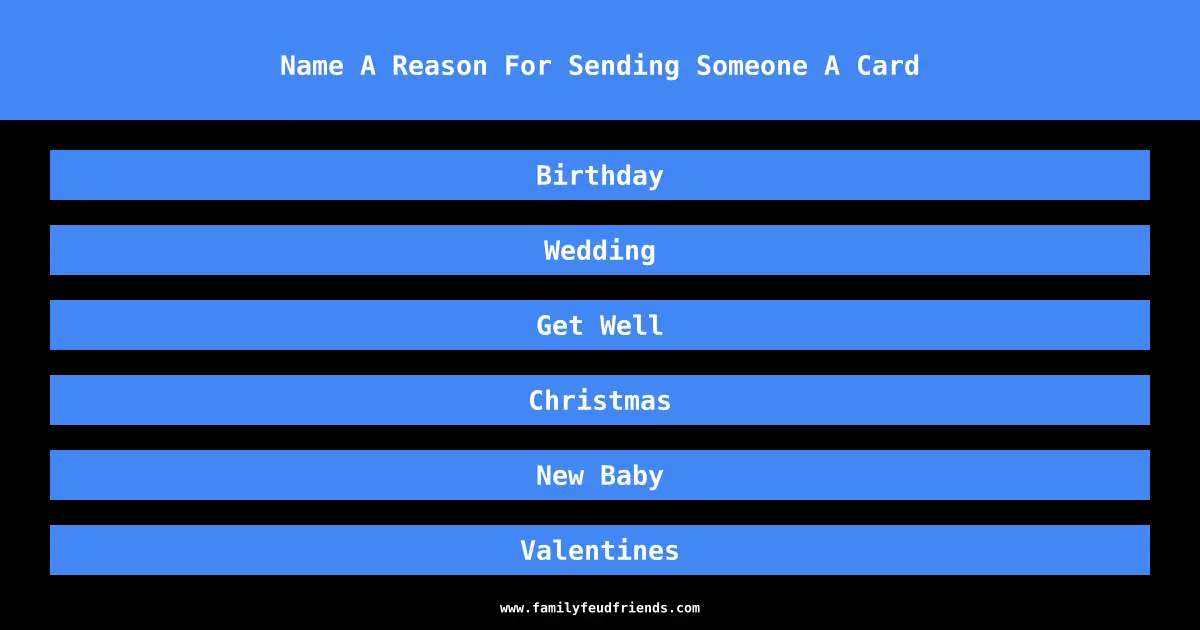 Name A Reason For Sending Someone A Card answer