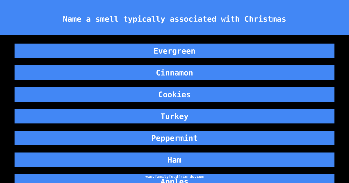 Name a smell typically associated with Christmas answer