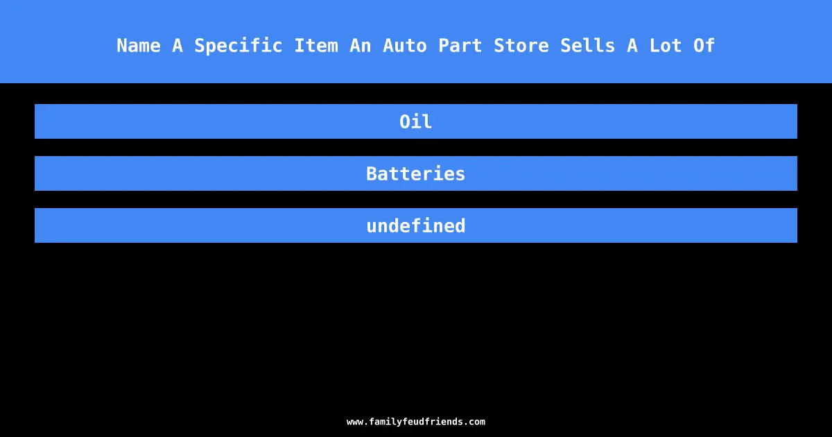 Name A Specific Item An Auto Part Store Sells A Lot Of answer