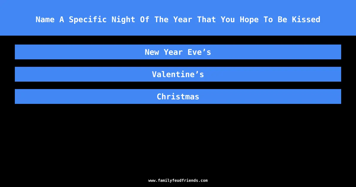 Name A Specific Night Of The Year That You Hope To Be Kissed answer