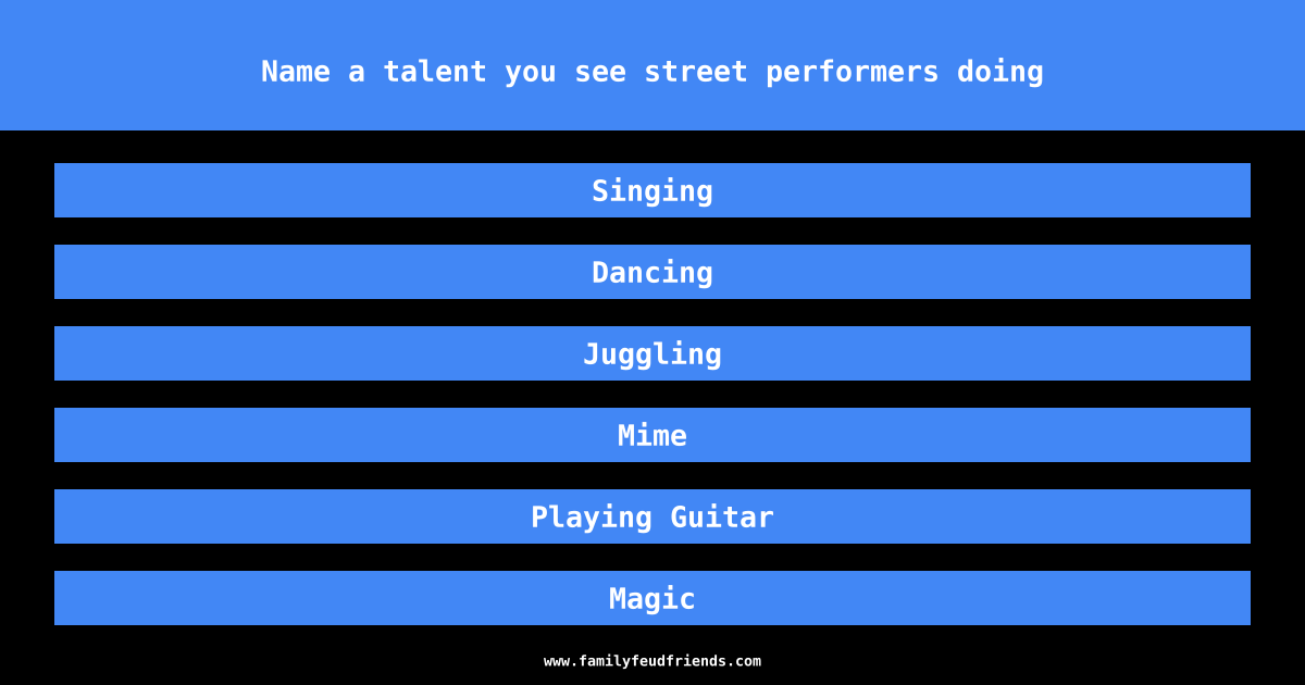 Name a talent you see street performers doing answer