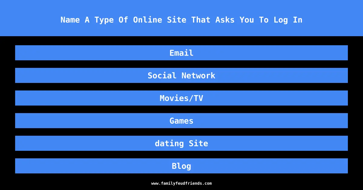 Name A Type Of Online Site That Asks You To Log In answer