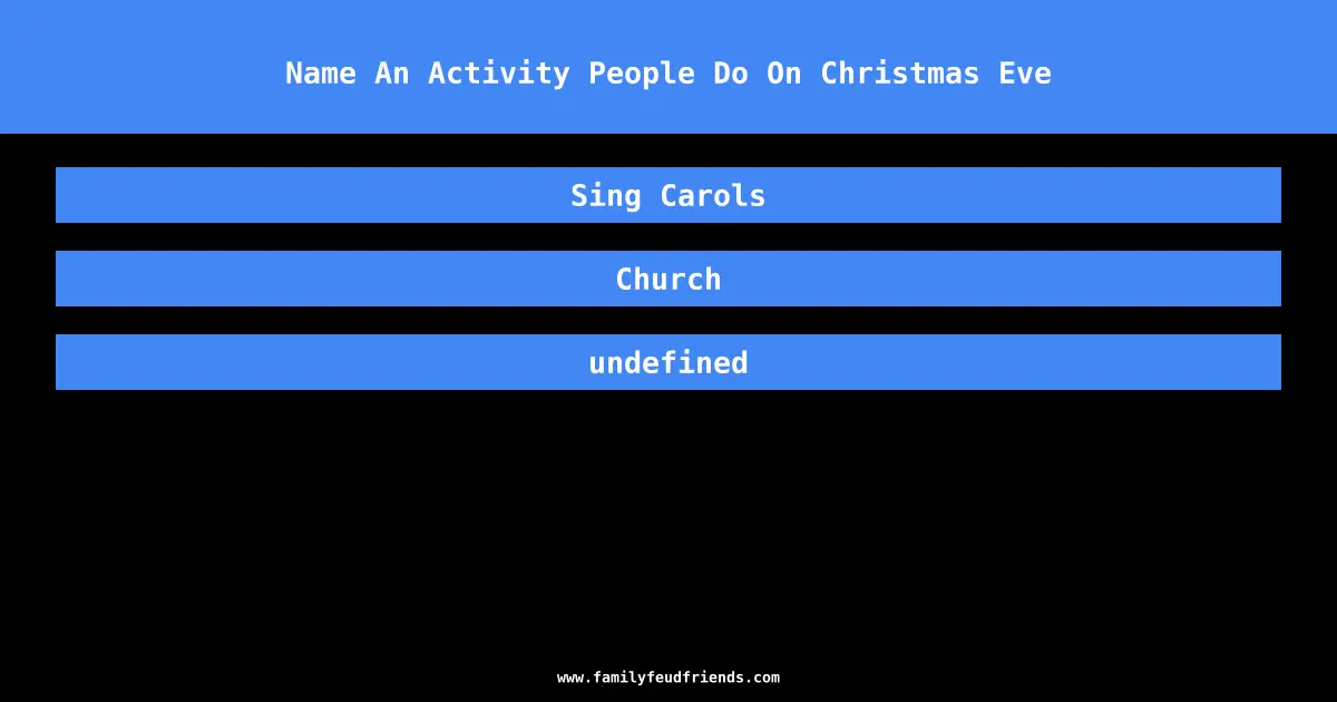 Name An Activity People Do On Christmas Eve answer