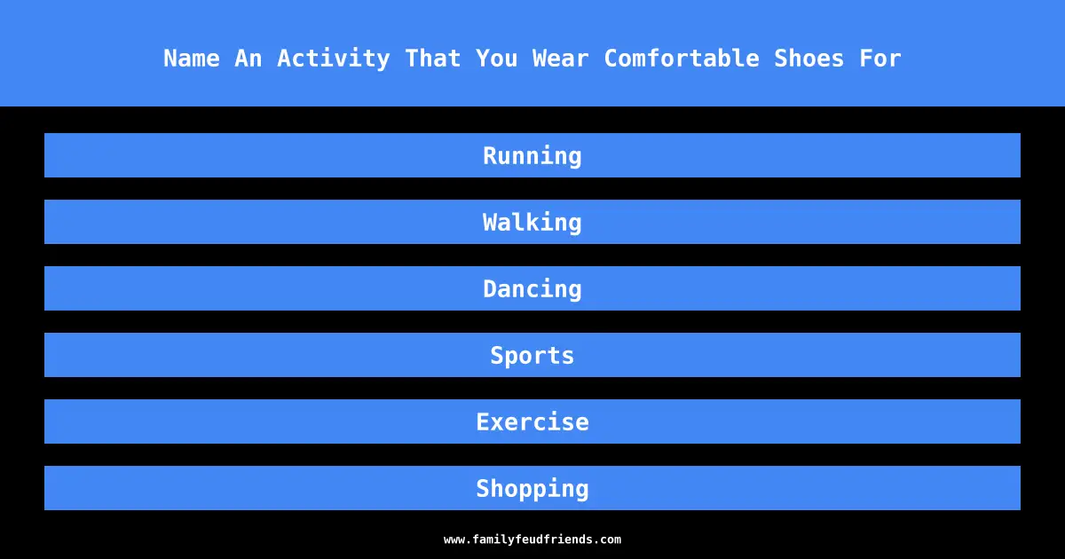 Name An Activity That You Wear Comfortable Shoes For answer