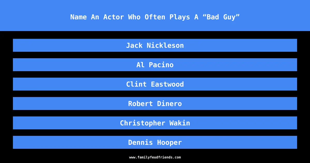 Name An Actor Who Often Plays A “Bad Guy” answer
