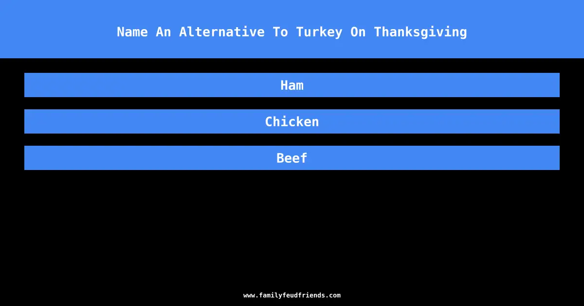 Name An Alternative To Turkey On Thanksgiving answer