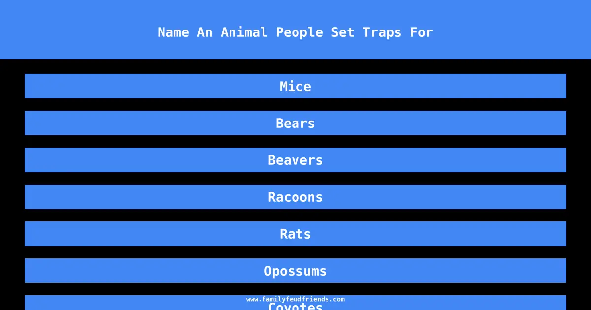 Name An Animal People Set Traps For answer