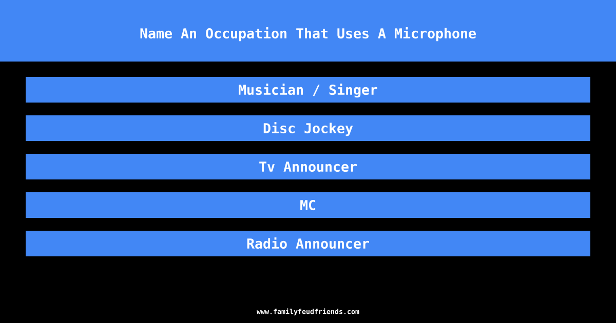 Name An Occupation That Uses A Microphone answer