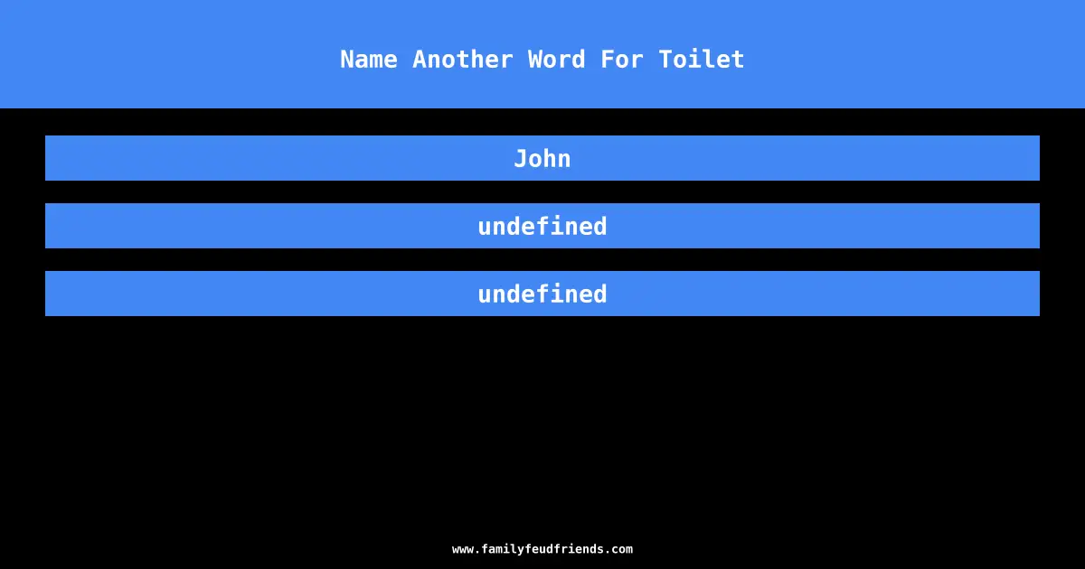 Name Another Word For Toilet answer