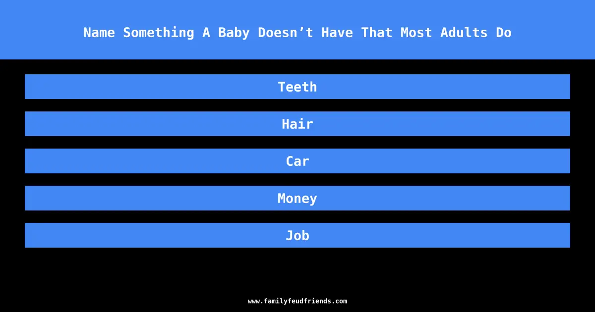 Name Something A Baby Doesn’t Have That Most Adults Do answer