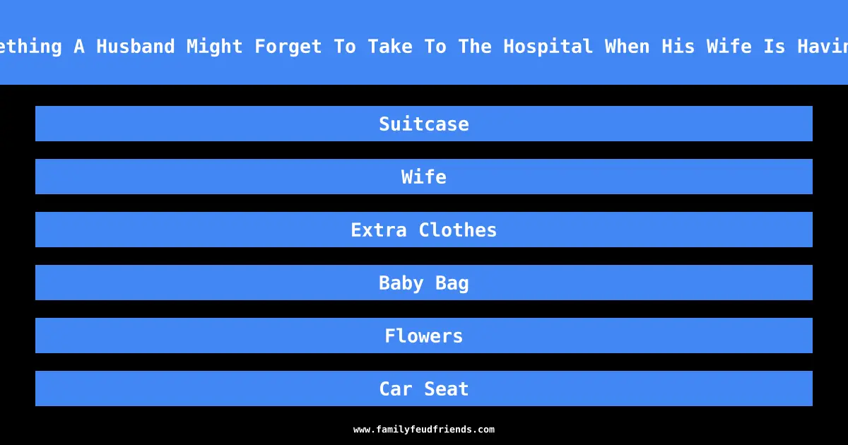 Name Something A Husband Might Forget To Take To The Hospital When His Wife Is Having A Baby answer