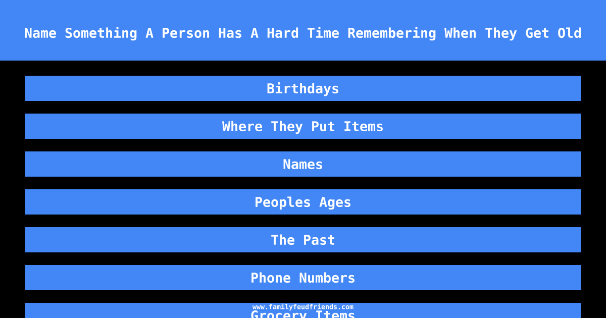 Name Something A Person Has A Hard Time Remembering When They Get Old answer