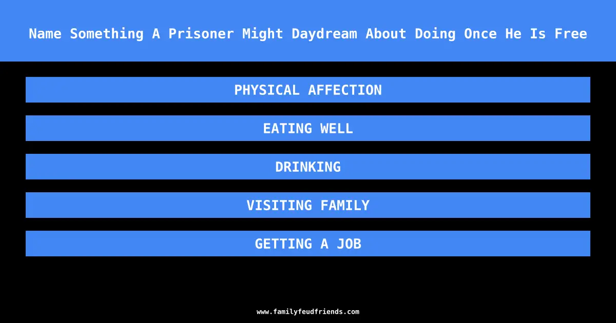 Name Something A Prisoner Might Daydream About Doing Once He Is Free answer