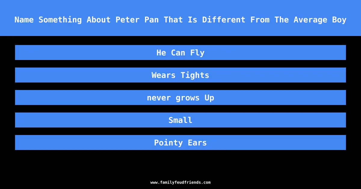 Name Something About Peter Pan That Is Different From The Average Boy answer