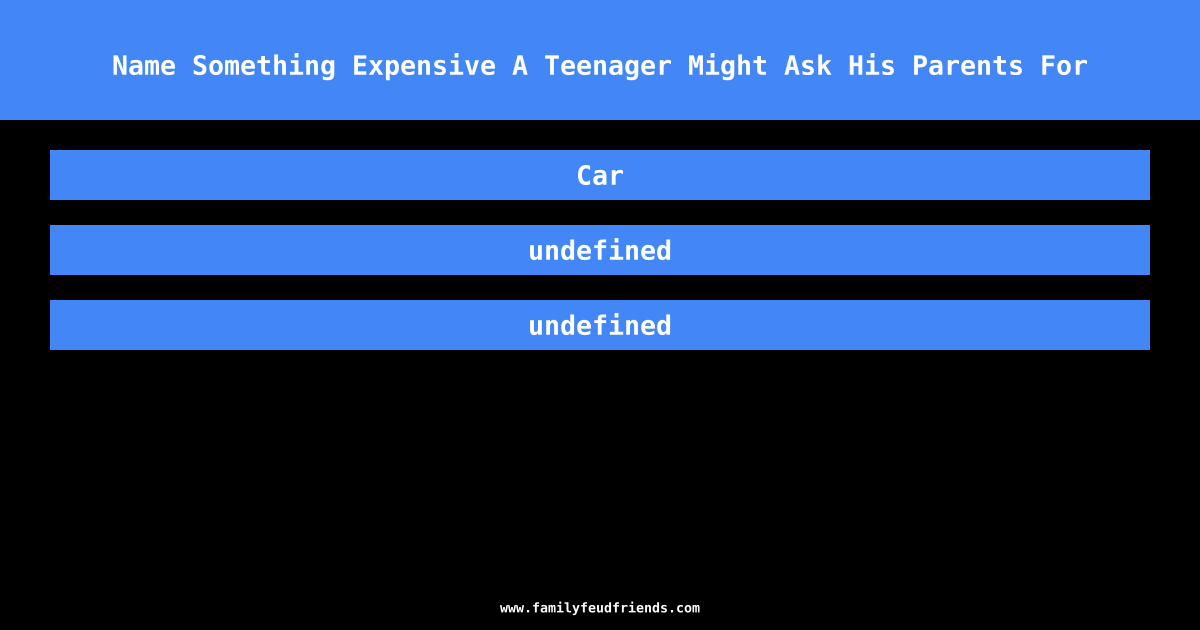 Name Something Expensive A Teenager Might Ask His Parents For answer