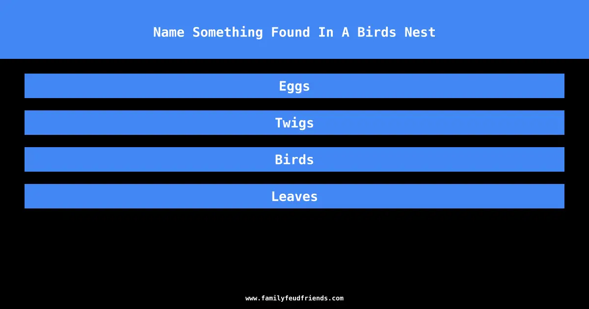 Name Something Found In A Birds Nest answer