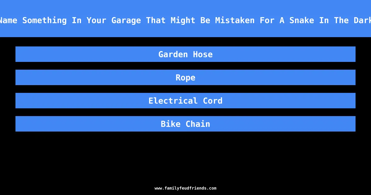 Name Something In Your Garage That Might Be Mistaken For A Snake In The Dark answer