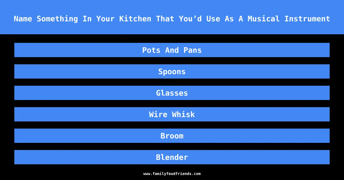 Name Something In Your Kitchen That You’d Use As A Musical Instrument answer