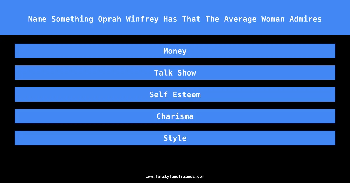 Name Something Oprah Winfrey Has That The Average Woman Admires answer