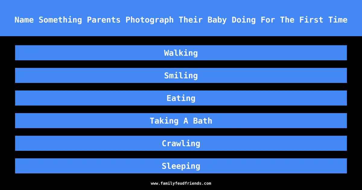Name Something Parents Photograph Their Baby Doing For The First Time answer